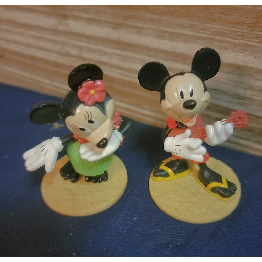 Disney Mickey Minnie Hawaiian Luau Cake Topper Lot Pluto‎ Metal Lunch Box Tin